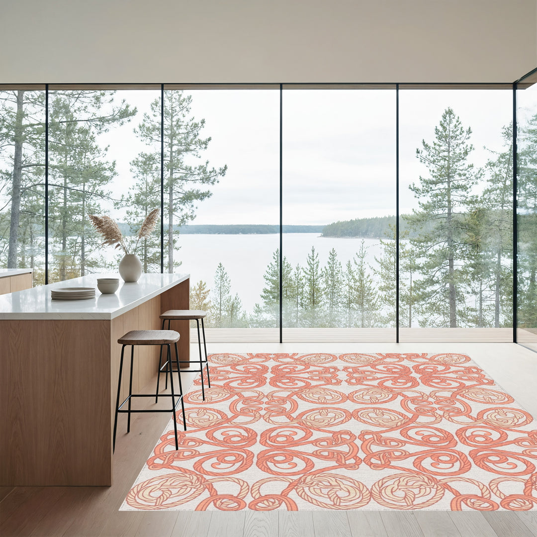 Coral Rope Knot Interlocking Medallion Rug