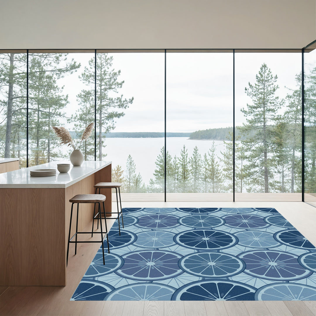 Cool Blue Citrus Slices Repeating View Rug