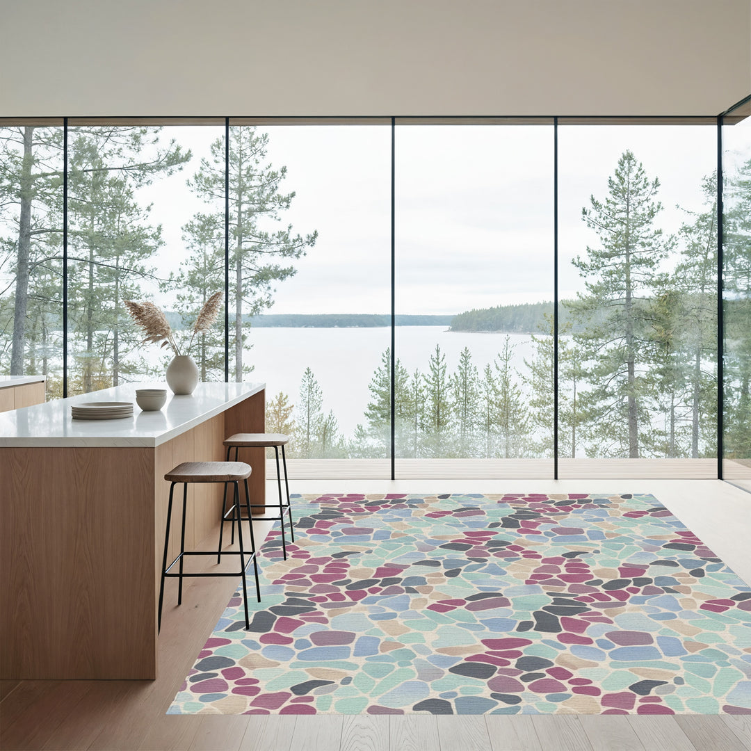 Abstract Stone Mosaic Color Mix Rug