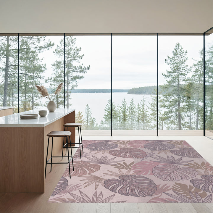 Pastel Tropical Leaf Cluster Rug