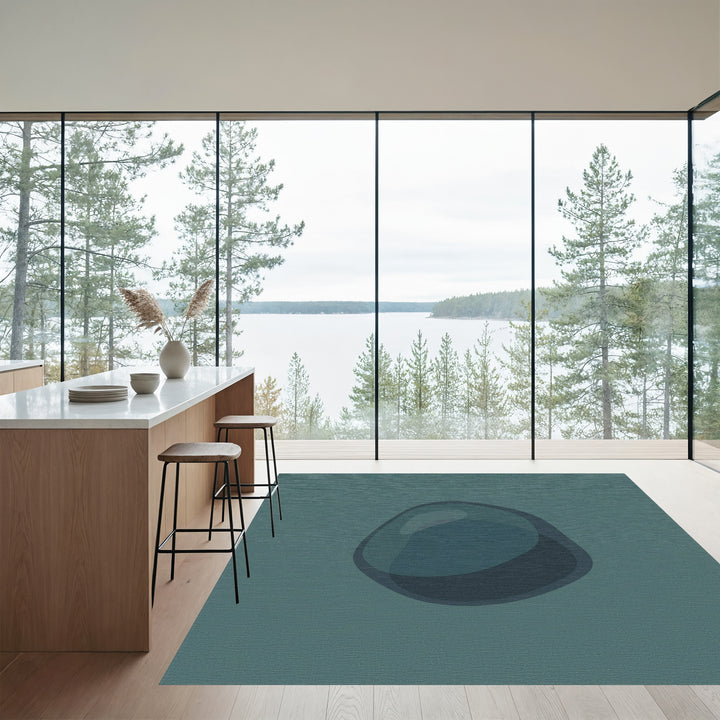 Deep Teal Smooth Organic Form Rug