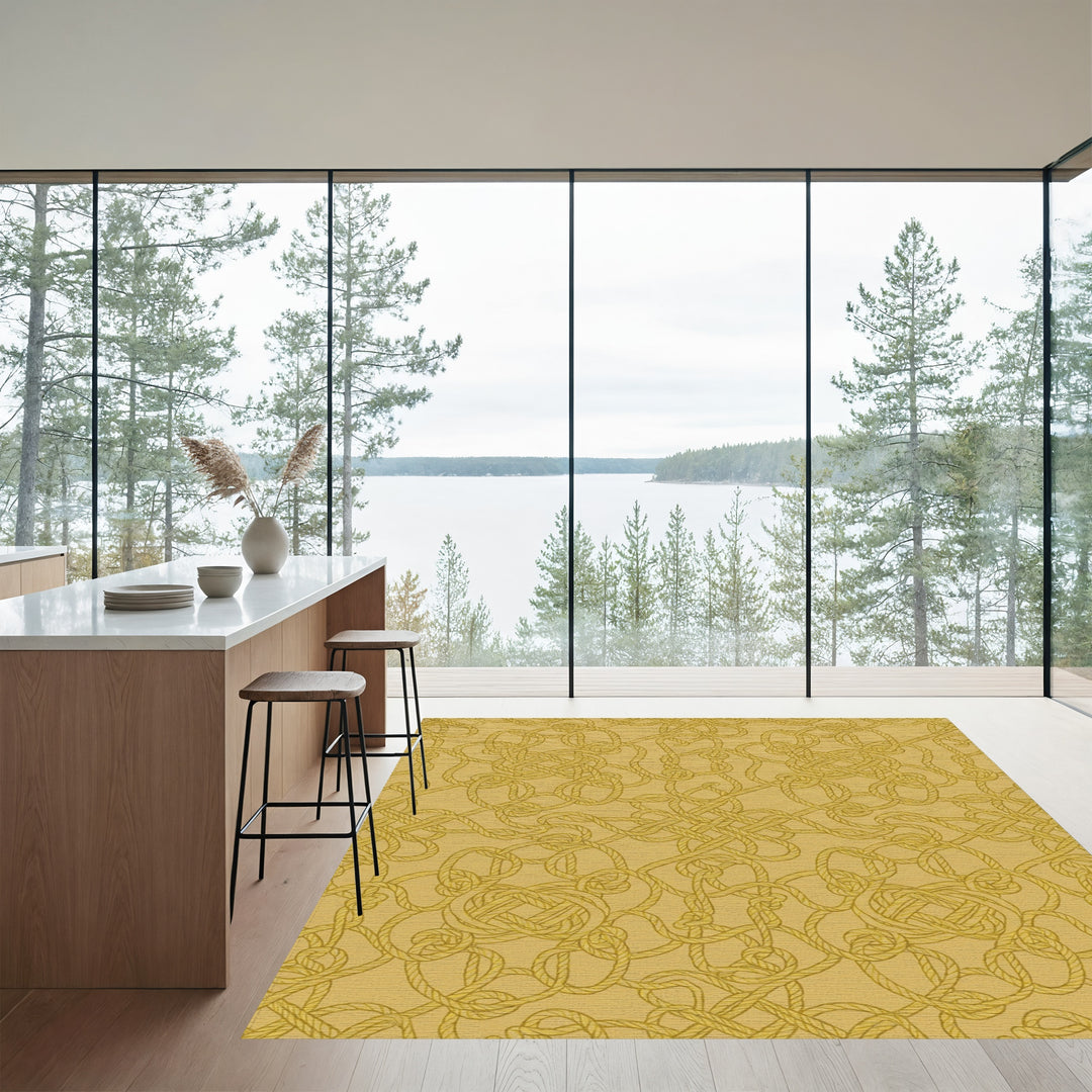 Golden Nautical Rope Knots Rug