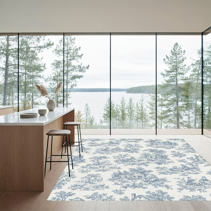 Blue Countryside Scenic Pastoral Life Rug