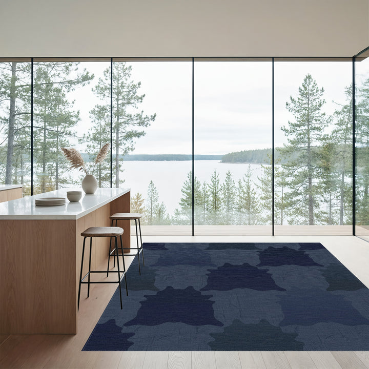 Deep Indigo Shaggy Hide Inlay Rug