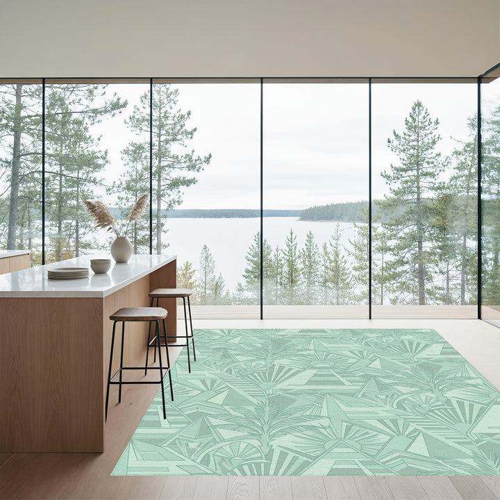 Mint Green Art Deco Egyptian Pyramid Rug