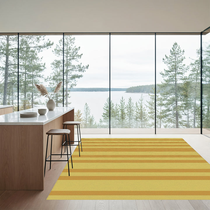 Warm Ochre Horizontal Stripe Rug