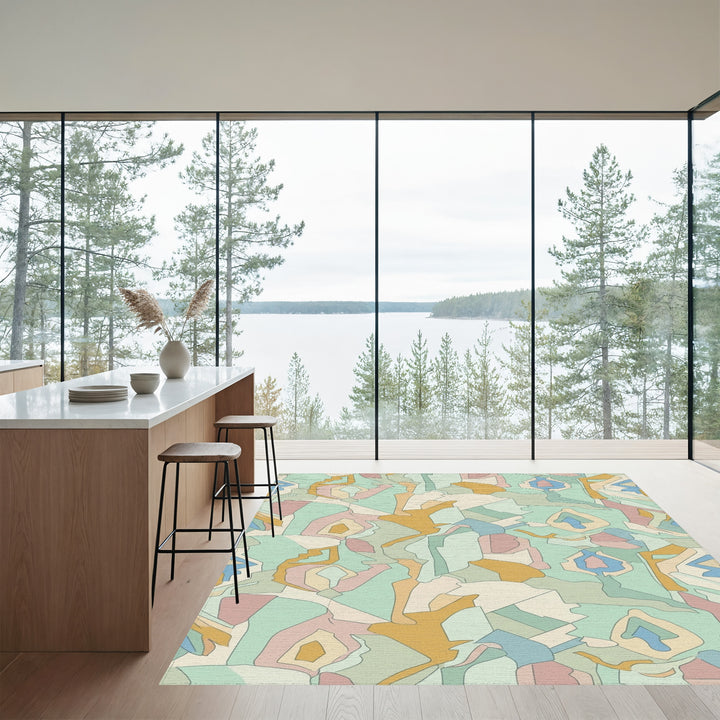 Soft Pastel Organic Geometric Blend Rug