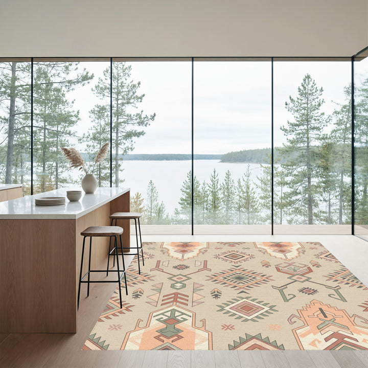 Geometric Earthy Tone Tribal Rug