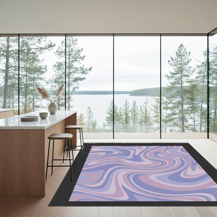 Retro Lilac Swirl Abstract Rug