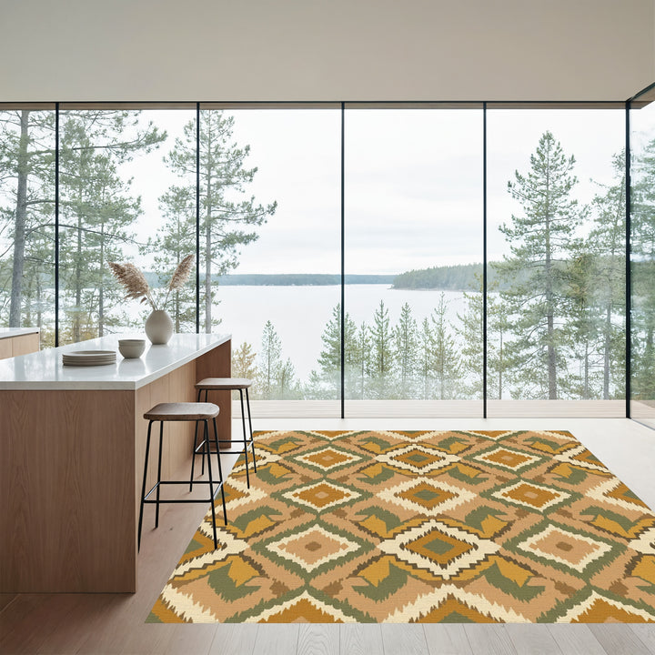 Earthy Tone Jagged Diamond Rug