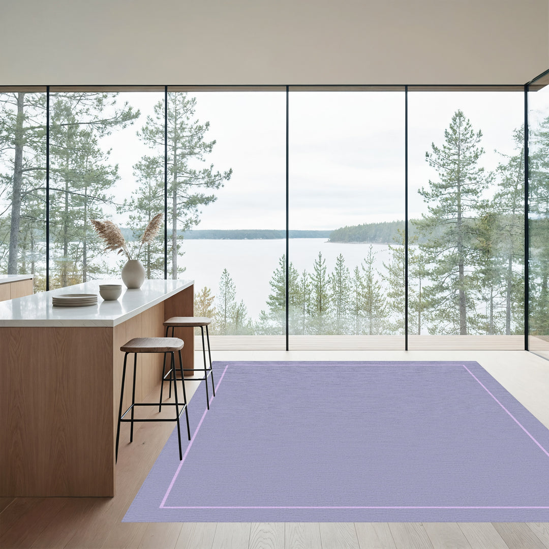 Soft Lilac Minimalist Geometric Frame Rug