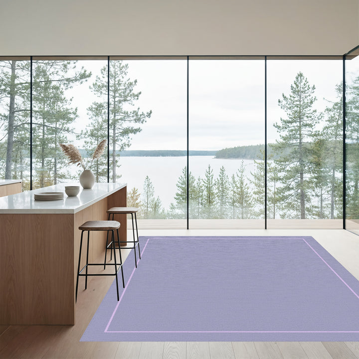Soft Lilac Minimalist Geometric Frame Rug
