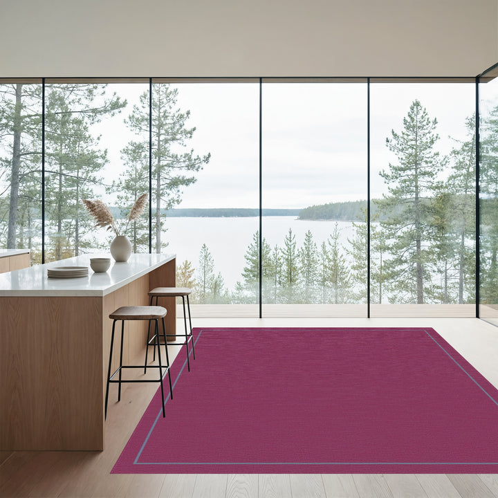 Deep Plum Geometric Border Rug