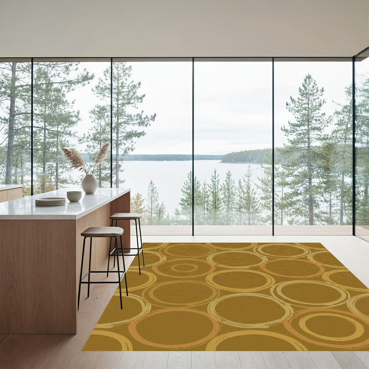 Earthy Tone Handcrafted Circle Collection Rug