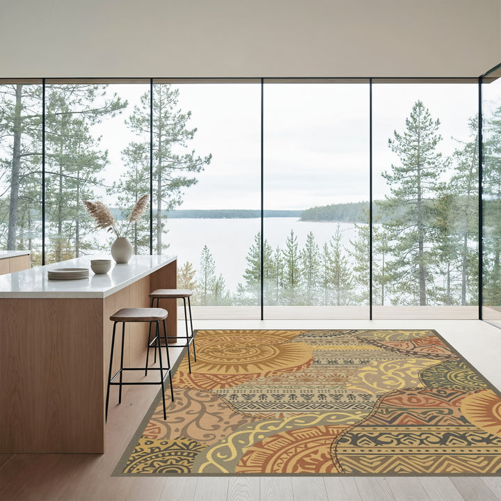 Terracotta Earth Tones Patchwork Medallions Rug