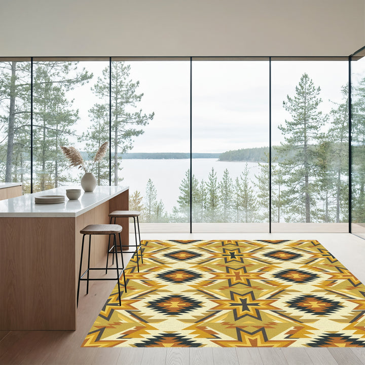 Golden Earth Geometric Star Relic Rug