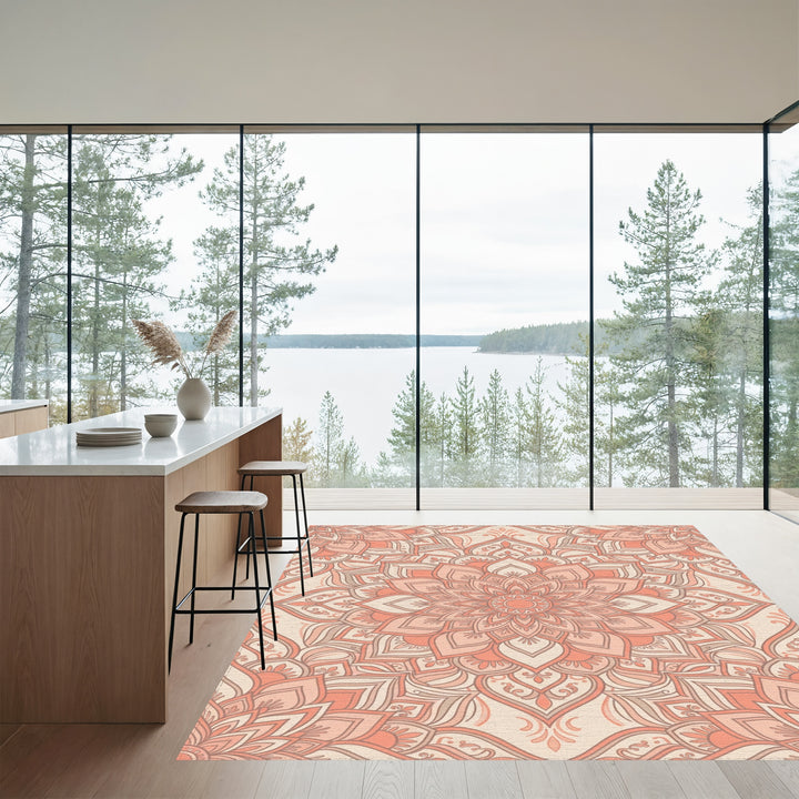 Coral Mandala Bloom Rug