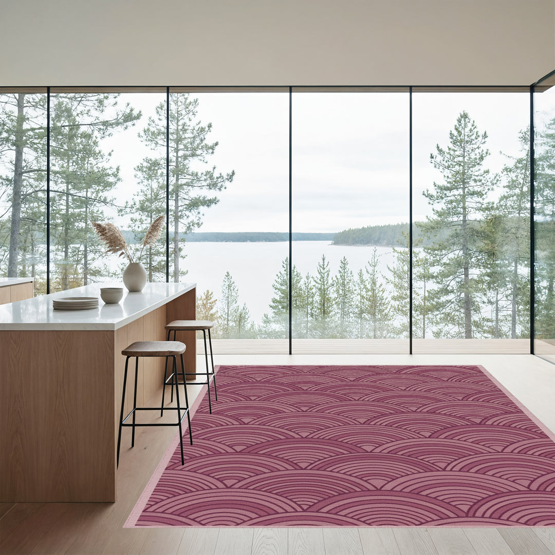 Mauve Scalloped Shell Arrangement Rug
