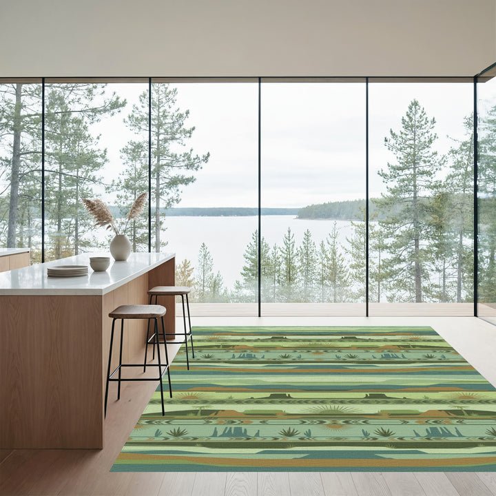Desert Mesa Sun Landscape Stripes Rug