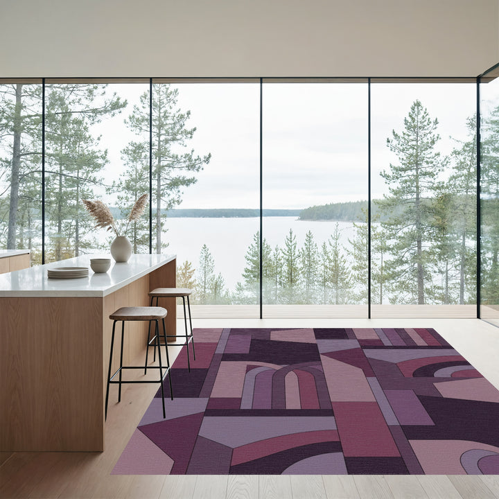 Geometric Arch Abstract Purple Rug