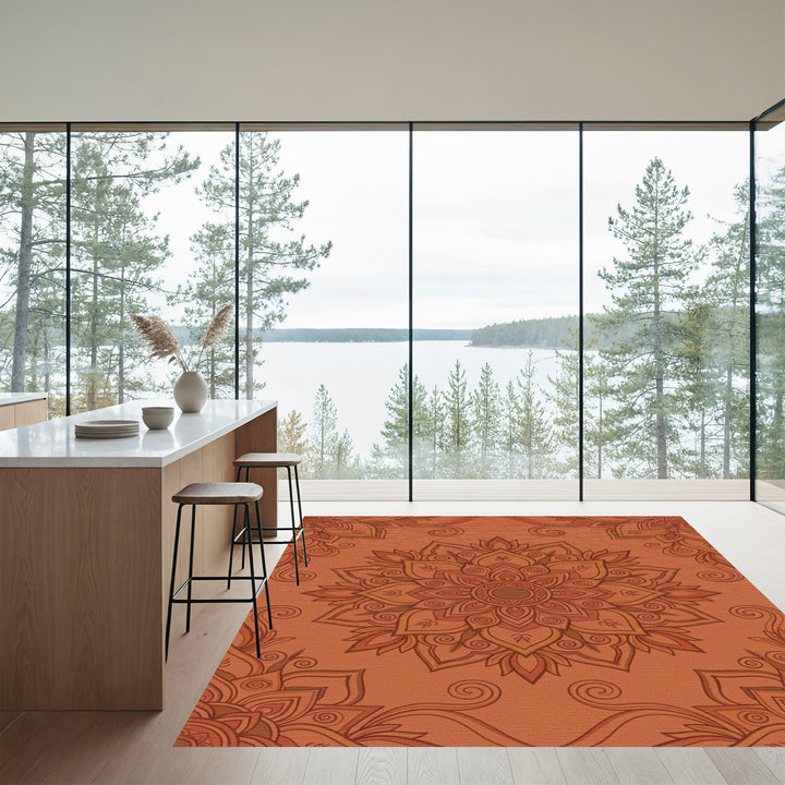 Rich Sienna Floral Medallion Rug
