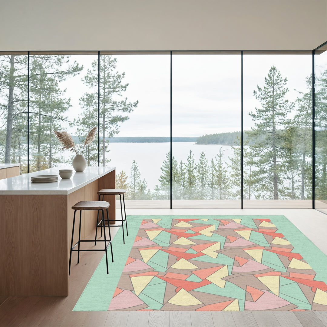 Soft Pastel Geometric Montage Rug