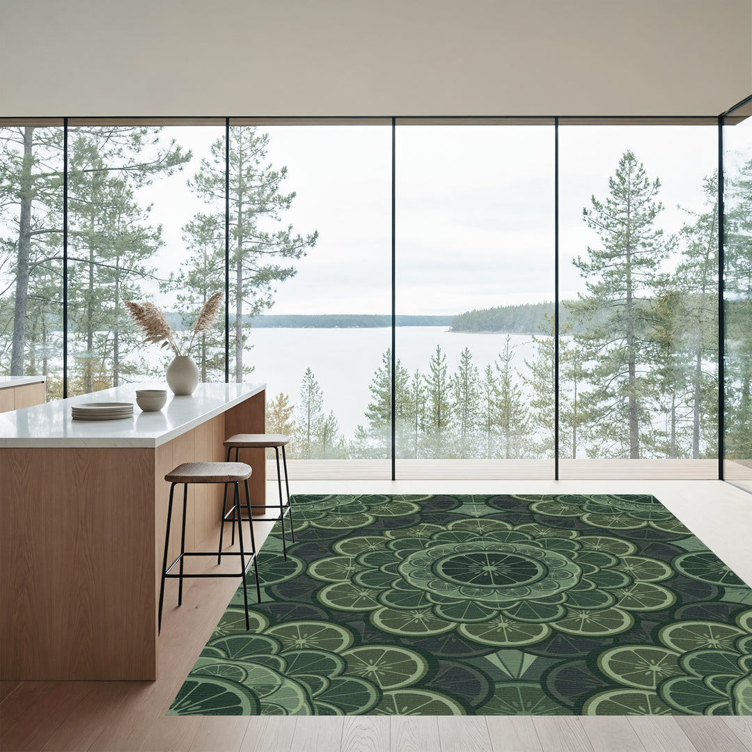 Emerald Citrus Mandala Rug