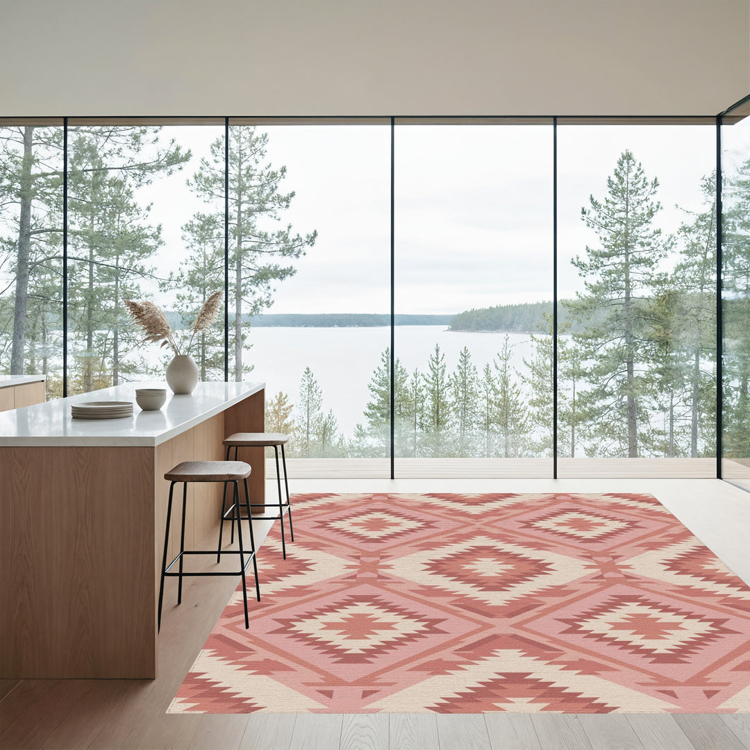 Rustic Rose Diamond Navajo Rug