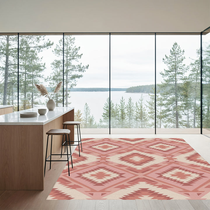 Rustic Rose Diamond Navajo Rug