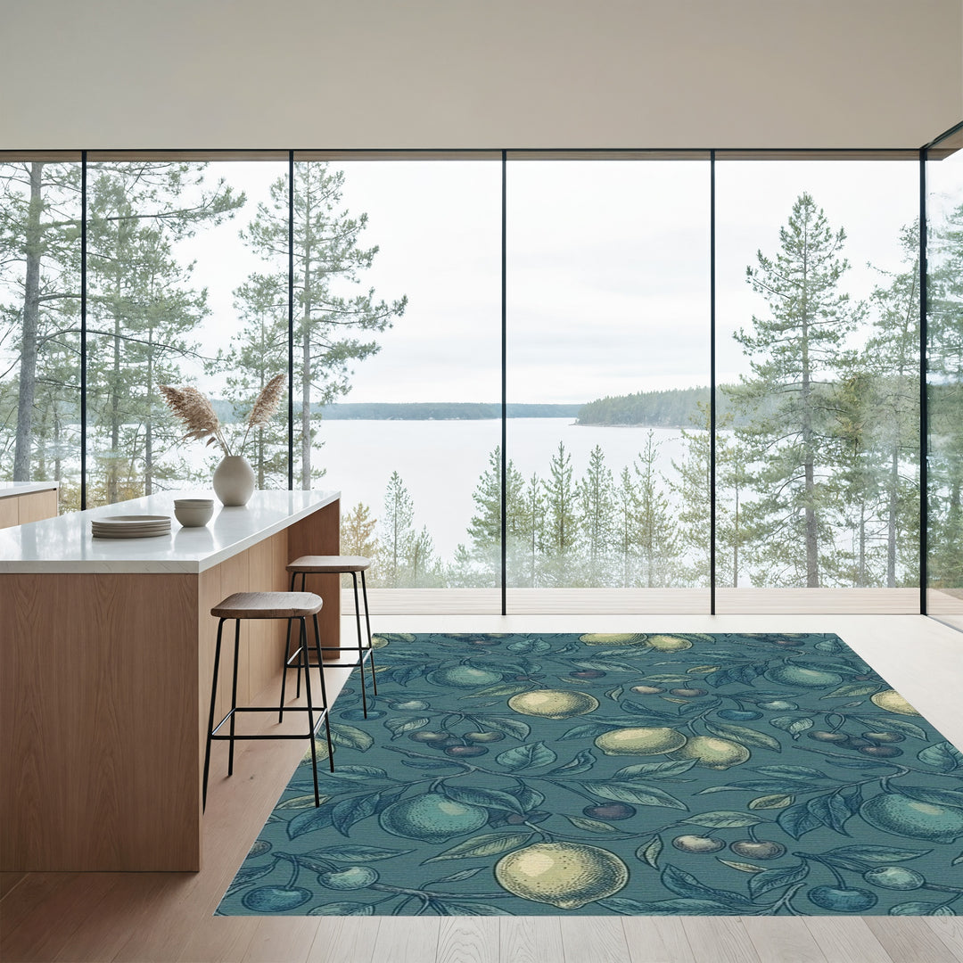 Vintage Lemon Cherry Branch Wallpaper Rug