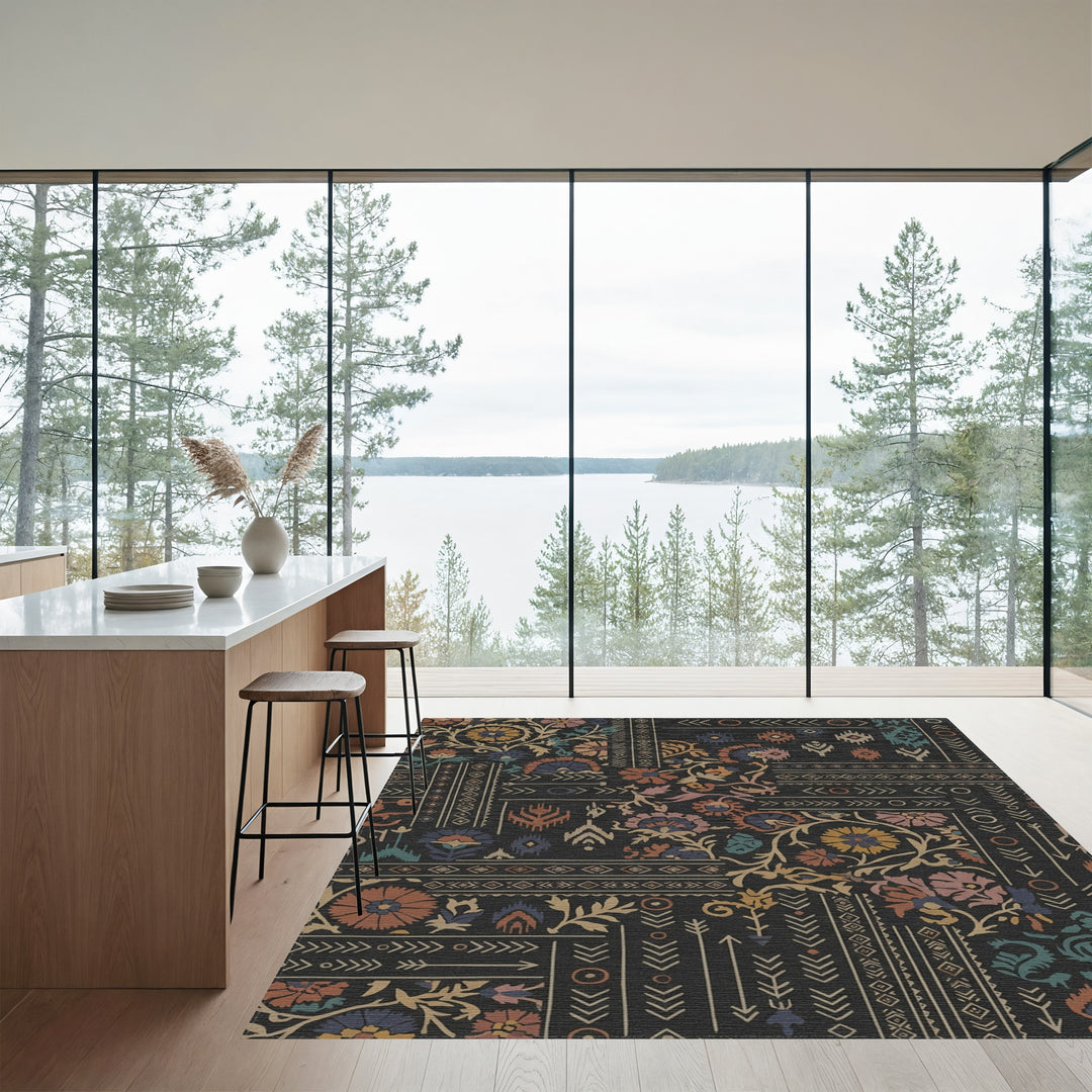 Patchwork Floral Arrow Medallion Rug