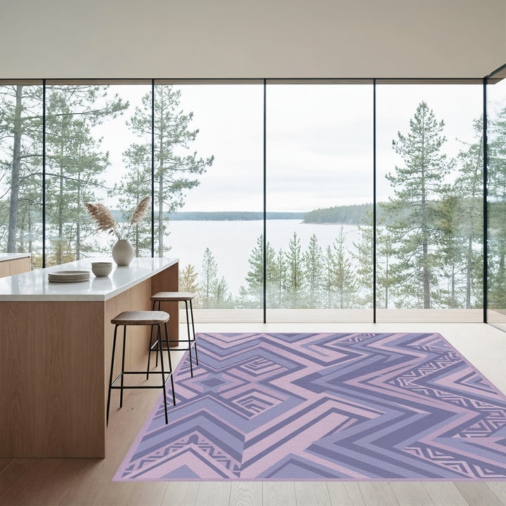 Geometric Lavender Chevron Abstract Rug