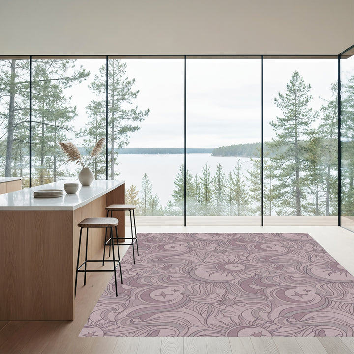 Mystical Pastel Sun Moon Swirls Rug