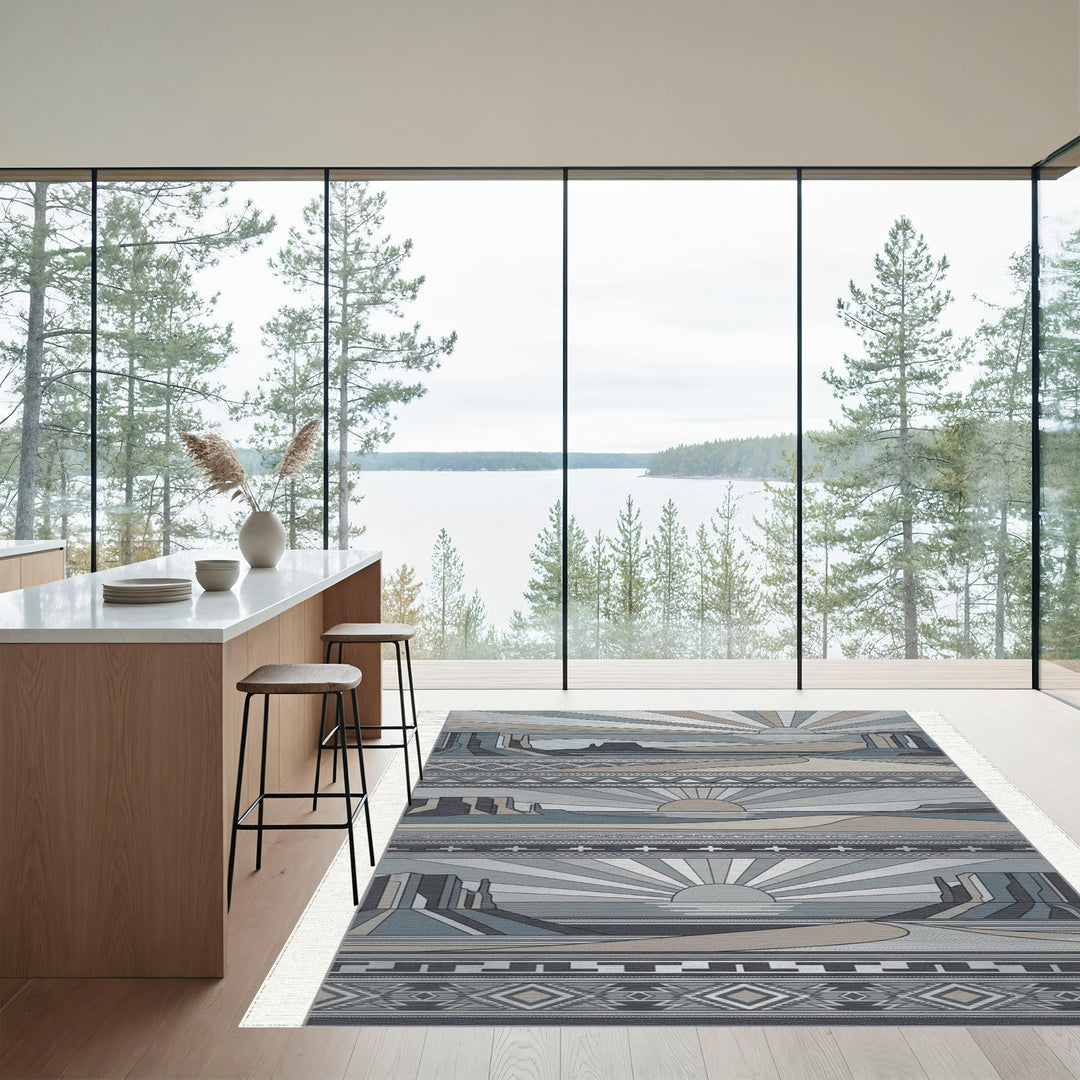 Desert Sun Geometric Tribal Landscape Rug