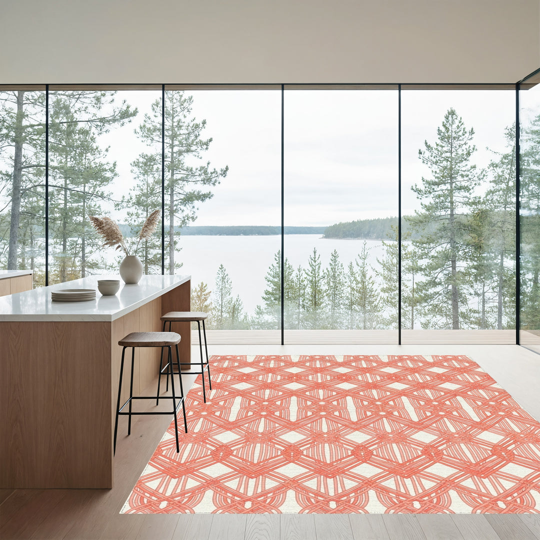 Coral Diamond Weave Texture Rug
