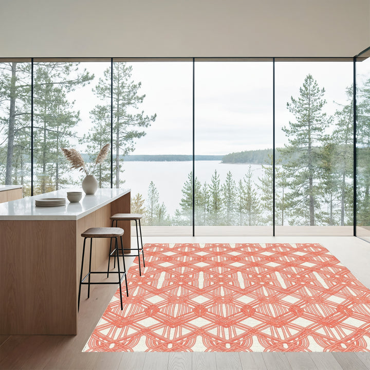 Coral Diamond Weave Texture Rug