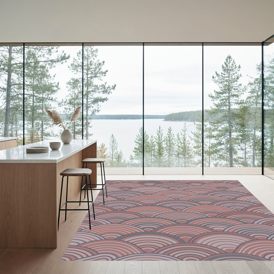 Terracotta Gray Rainbow Arc Rug