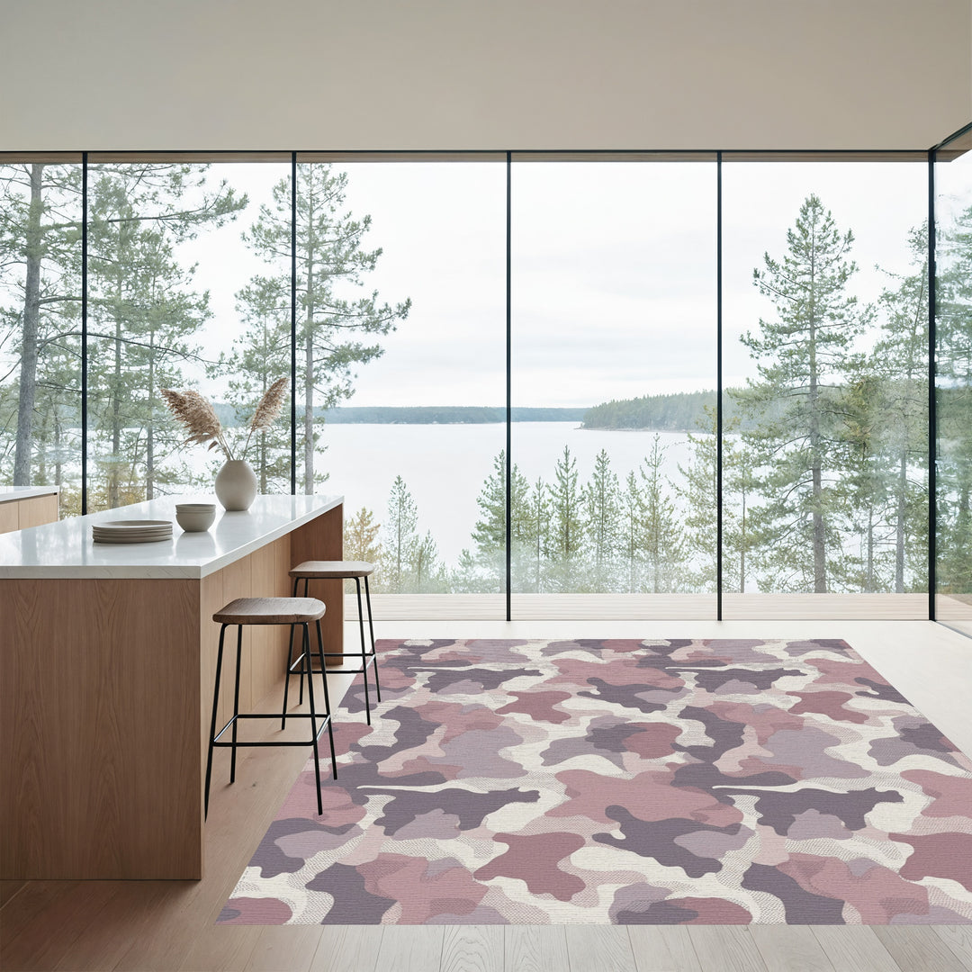 Soft Camouflage Abstract Shape Rug