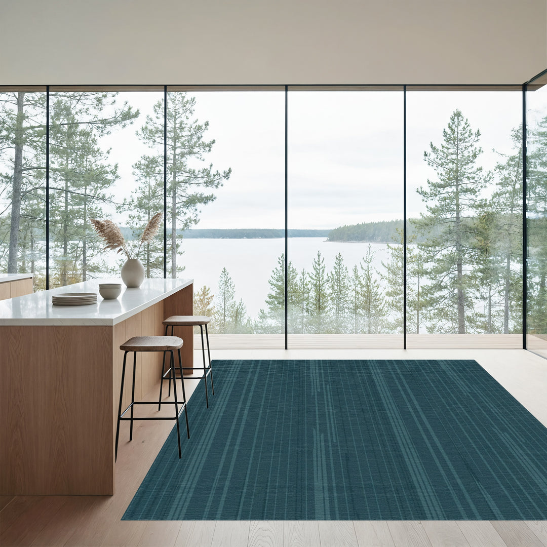 Deep Teal Vertical Stripe Rug