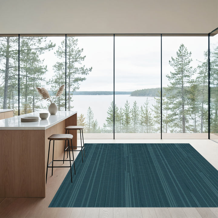 Deep Teal Vertical Stripe Rug