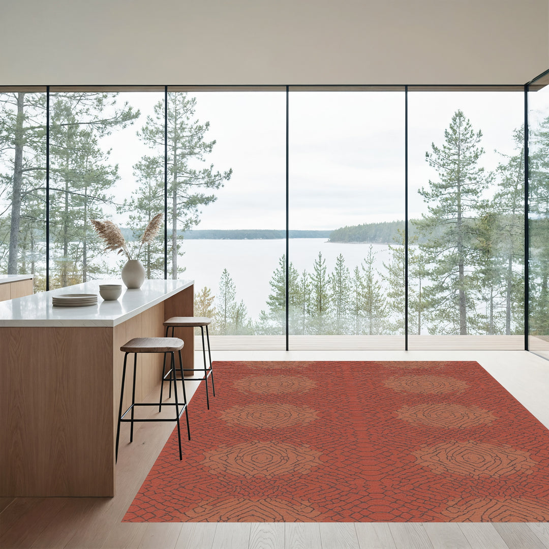 Rustic Terracotta Snake Skin Medallion Rug