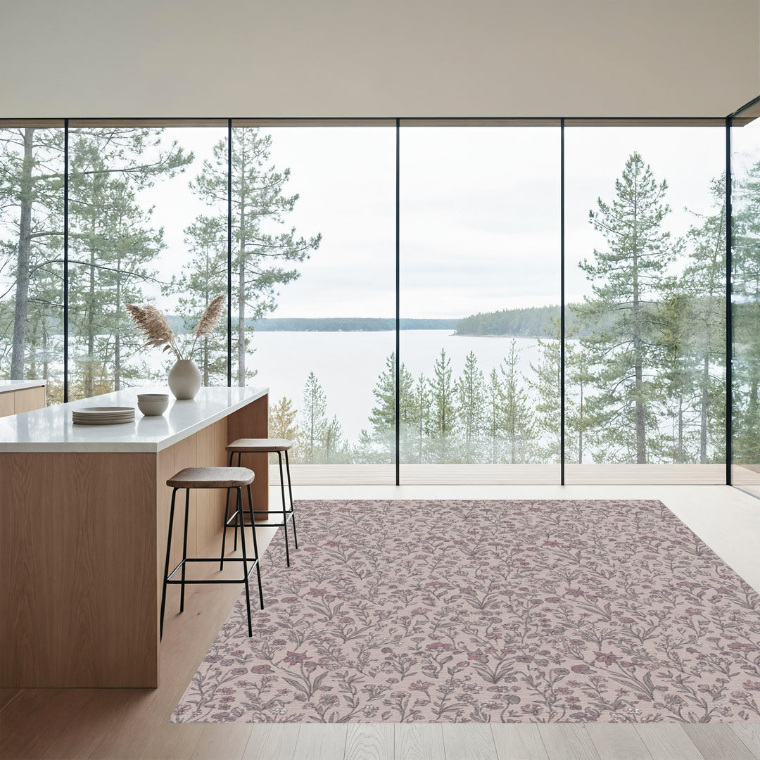 Muted Lavender Botanical Meadow Rug