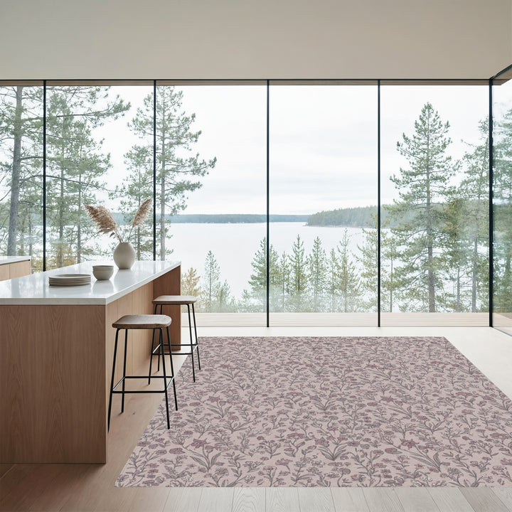 Muted Lavender Botanical Meadow Rug
