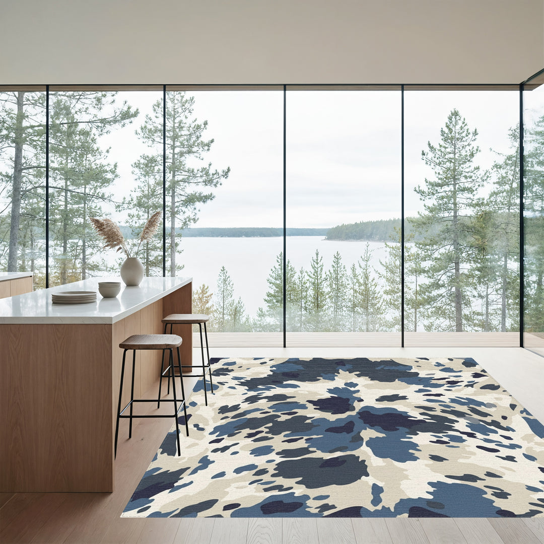 Blue Cream Camo Spots Rug