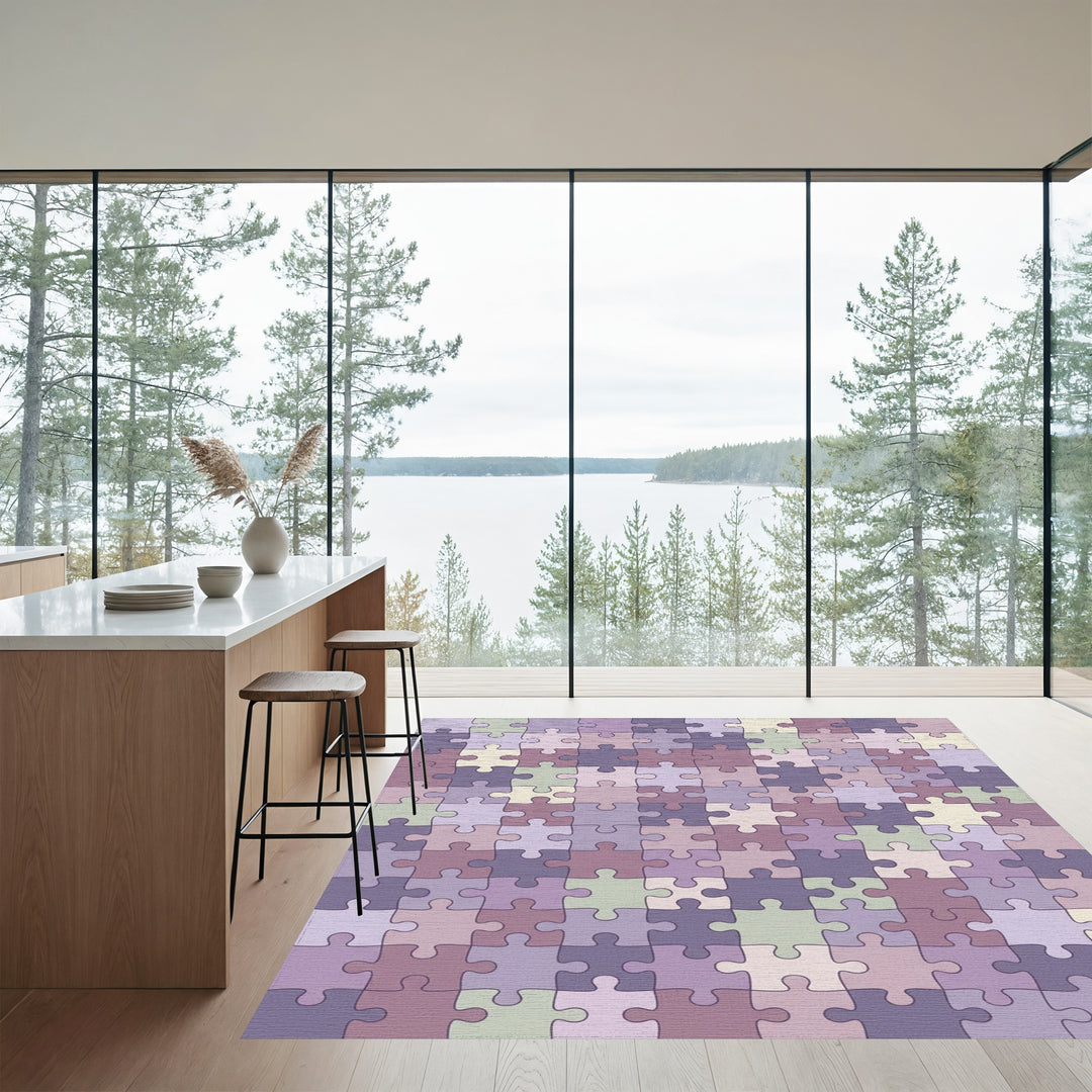 Soft Pastel Puzzle Pieces Rug