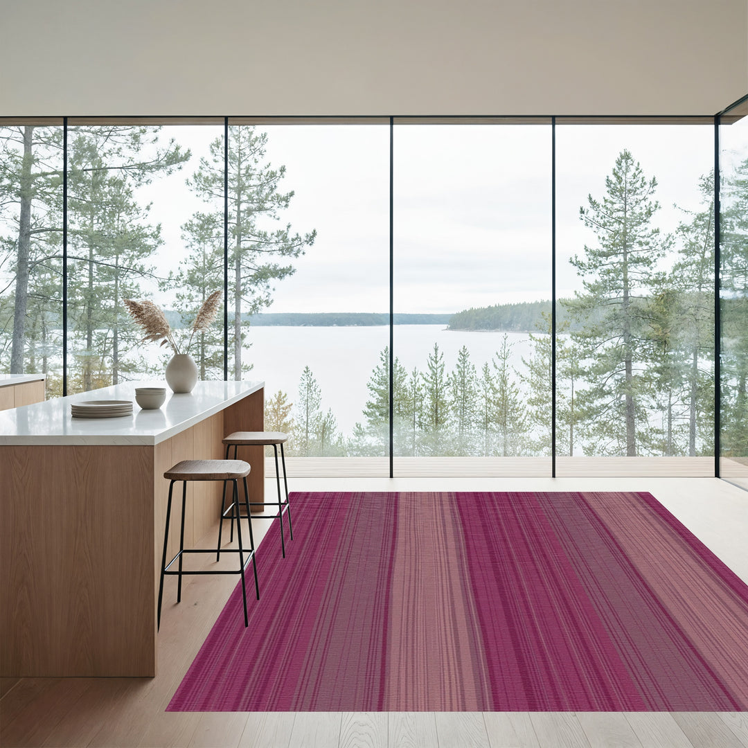 Deep Plum Vertical Stripe Texture Rug