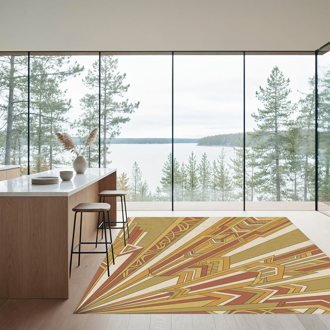 Sunburst Gemstone Geometric Rays Rug