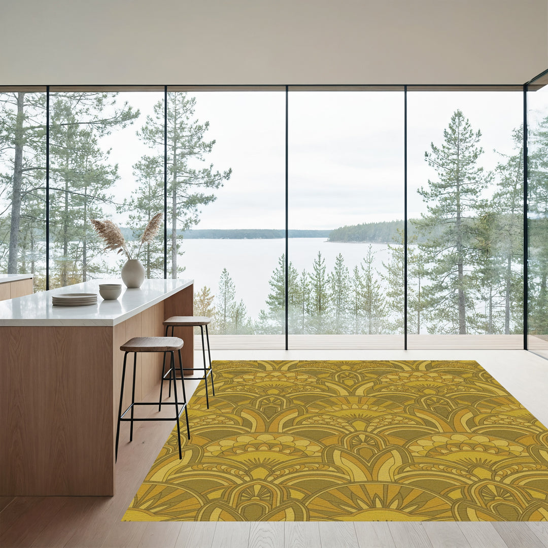 Vintage Gold Fan Arch Rug