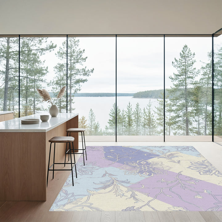 Patchwork Lavender Floral Vine Rug