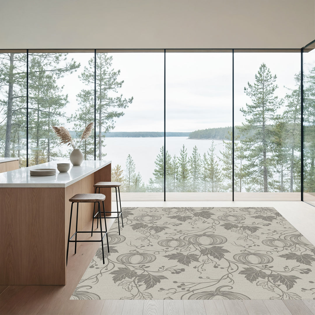 Autumn Pumpkin Vine Silhouette Rug